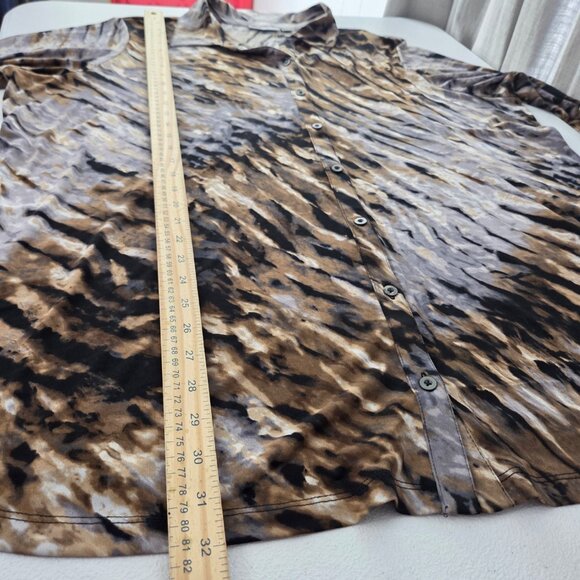 Susan Graver Womens Printed Liquid Knit Button Front Tunic Top Size 3X Stretchy - Picture 7 of 8